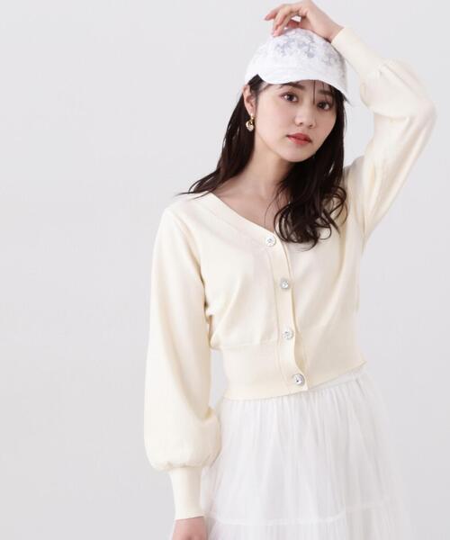 PROPORTION BODY DRESSING(プロポーションボディドレッシング)の「ランダムビジューボタンニットカーディガン / 1214174302(カーディガン/ボレロ・レディース・ベージュ/ホワイト系その他/ブラック・FREE)」の10枚目の写真