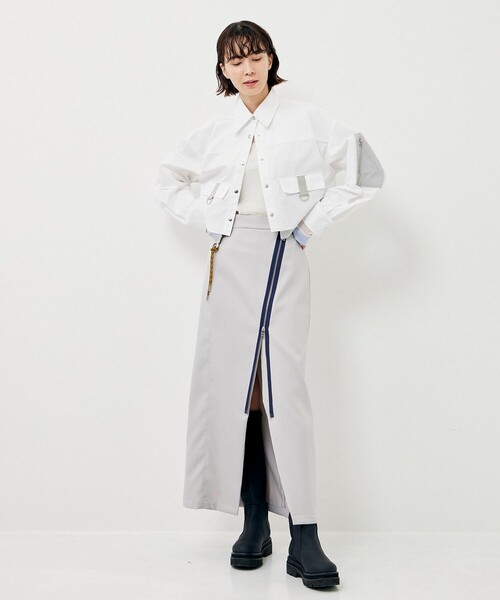 CITY TOKYO(シティトウキョウ)の「【手洗い可能】ダイアゴナルファスナースカート(スカート・レディース・グレー/ブルー・1/2)」の10枚目の写真