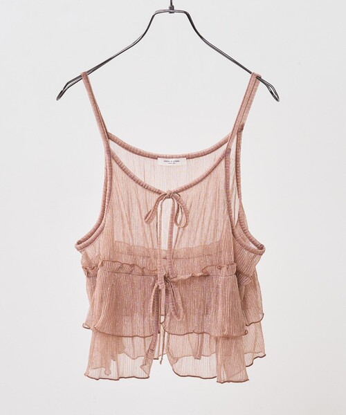 FREAK'S STORE(フリークスストア)の「シアーラメプリーツビスチェ(キャミソール・レディース・ピンク/シルバー/ブラック・フリ-)」の3枚目の写真