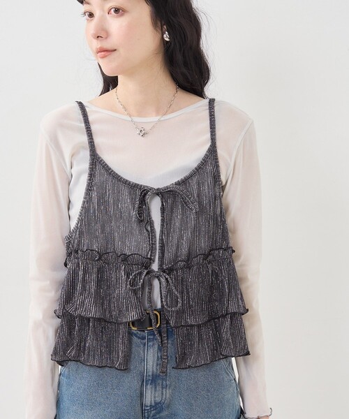 FREAK'S STORE(フリークスストア)の「シアーラメプリーツビスチェ(キャミソール・レディース・ピンク/シルバー/ブラック・フリ-)」の22枚目の写真