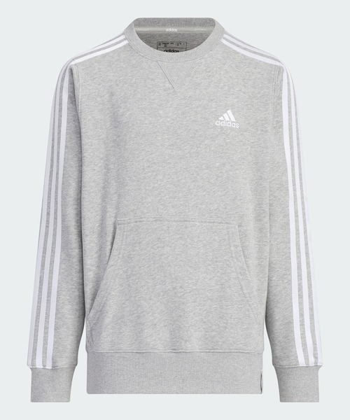 adidas（アディダス）の「エッセンシャルズ プラス ルーズフィット スリーストライプス フレンチテリー スウェットシャツ キッズ / トレーナー / アディダス adidas（スウェット・キッズ・グレー/ブルー/ブラック/パープル/ネイビー・140/150/160/130/110/120）」の2枚目の写真