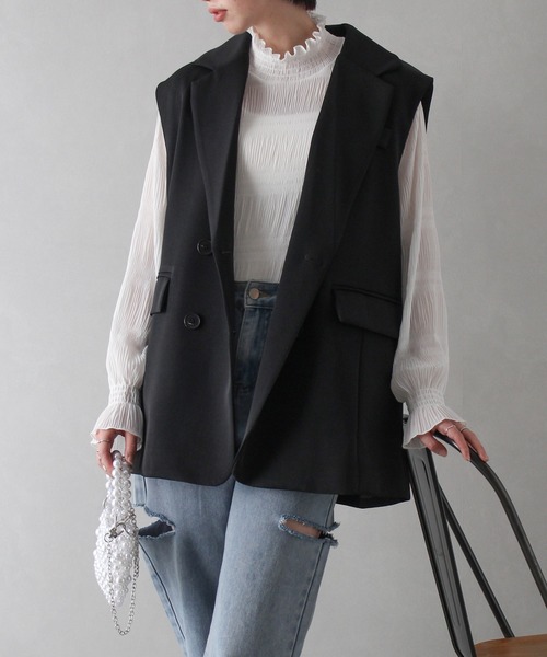 SpRay(スプレイ)の「ブレスWジレ(ベスト・レディース・ブラック/グレー/ベージュ・FREE)」の1枚目の写真