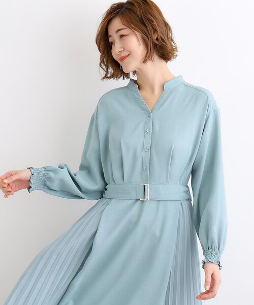 grove（グローブ）の「◆サイドプリーツシャツワンピース（ワンピース・レディース・サックスブルー/ナチュラル/ネイビー・04/03/02/01/05）」の8枚目の写真