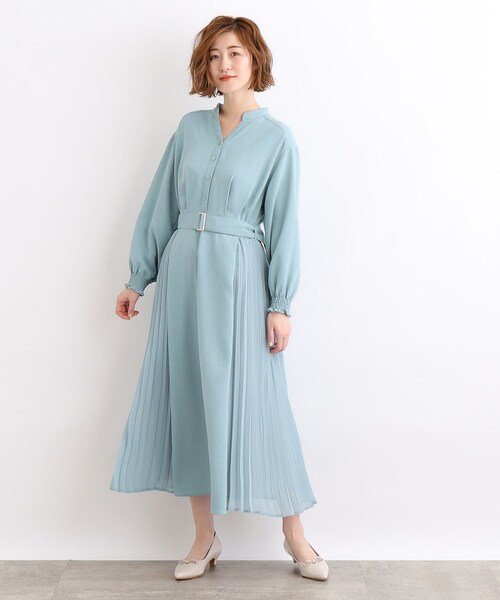 grove（グローブ）の「◆サイドプリーツシャツワンピース（ワンピース・レディース・サックスブルー/ナチュラル/ネイビー・04/03/02/01/05）」の9枚目の写真