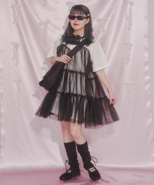 WC（ダブル シー）の「チュールドッキングシャツワンピース