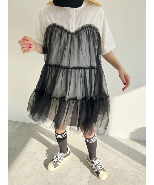 WC(ダブル シー)の「チュールドッキングシャツワンピース(ワンピース・レディース・ブルー/ホワイト・FREE)」の19枚目の写真