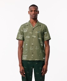 【新品タグ付き】シュミーズラコステ オープンカラーシャツ Lサイズ 総柄 開襟 LACOSTE シャツ ウルトラドライ オープンカラー総柄シャツ