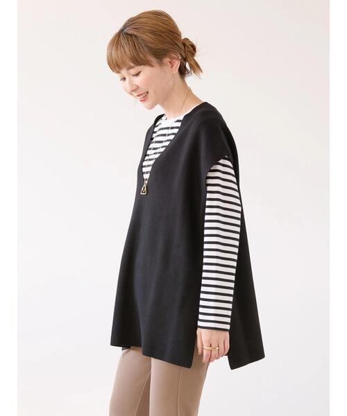 AMERICAN HOLIC(アメリカンホリック)の「Vネックニットベスト(ベスト・レディース・ブラック/グレイッシュベージュ・FREE)」の8枚目の写真