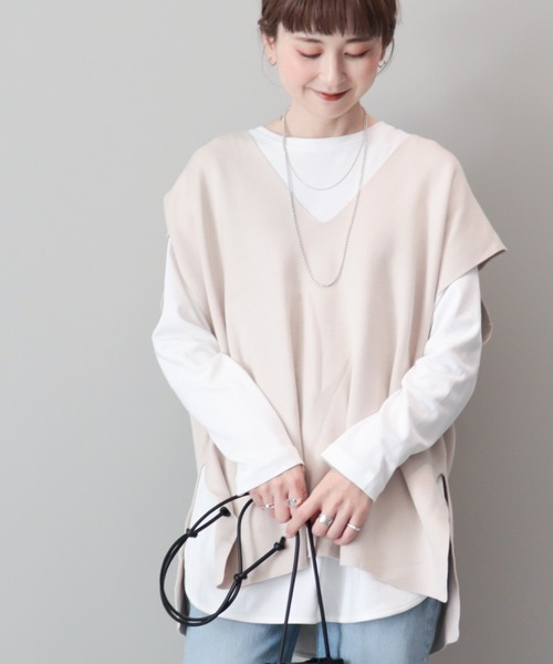 AMERICAN HOLIC(アメリカンホリック)の「Vネックニットベスト(ベスト・レディース・ブラック/グレイッシュベージュ・FREE)」の13枚目の写真