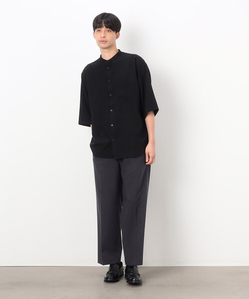 COMME CA ISM（コムサイズム）の「ファンクショナル バンドカラー 七分袖 シャツ（シャツ/ブラウス・メンズ・ベージュ/ブルー/チャコール/ブラック・MEDIUM/SMALL/LARGE）」の5枚目の写真