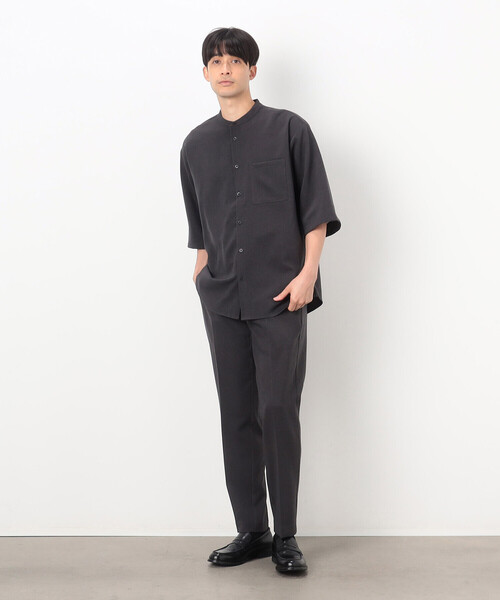 COMME CA ISM（コムサイズム）の「ファンクショナル バンドカラー 七分袖 シャツ（シャツ/ブラウス・メンズ・ベージュ/ブルー/チャコール/ブラック・MEDIUM/SMALL/LARGE）」の8枚目の写真