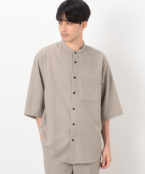 COMME CA ISM（コムサイズム）の「ファンクショナル バンドカラー 七分袖 シャツ（シャツ/ブラウス・メンズ・ベージュ/ブルー/チャコール/ブラック・MEDIUM/SMALL/LARGE）」の13枚目の写真