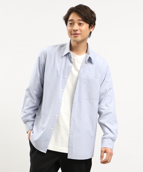 GLOBAL WORK Smile Seed Store（グローバルワーク スマイルシードストア）の「レギュラーカラーシャツ長袖/976937（シャツ/ブラウス・メンズ・ブルー系その他/ブルー系その他4/グレー系その他5/セージグリーン/ブルー系その他3・SMALL/MEDIUM/LARGE/X-LARGE）」の4枚目の写真