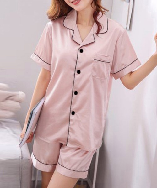 Miniministore（ミニミニストア）の「パジャマセットアップ シルク風 部屋着（ルームウェア/パジャマ・レディース・シャンパン/グレー/ホワイト/パープル/ワインレッド/ネイビー/ブルーグレー/ピンク/ダークグリーン/ブラック・FREE）」の21枚目の写真