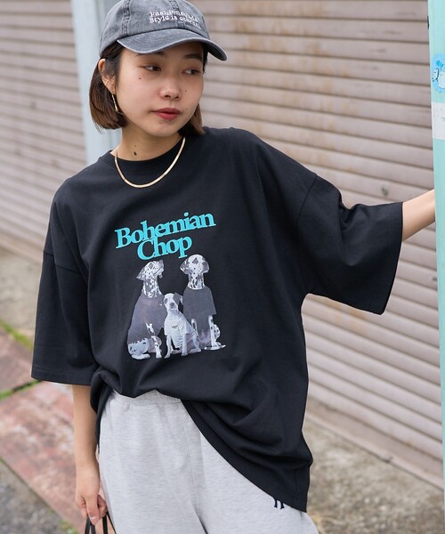 PUBLUX（パブリュクス）の「Bohemian Chop/ボヘミアンチョップ ダルメシアン プリントTシャツ　限定展開（Tシャツ/カットソー・レディース・ピンク/オフホワイト/ブラック・S/M/L）」の3枚目の写真