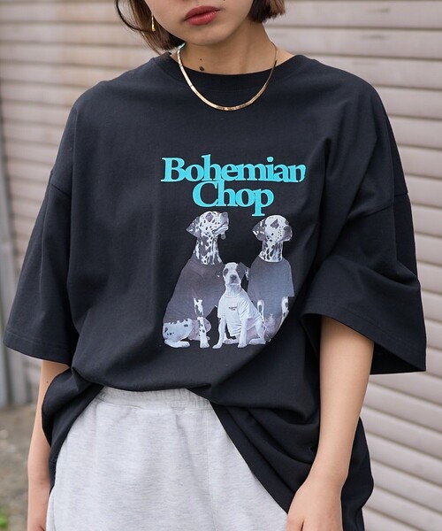PUBLUX（パブリュクス）の「Bohemian Chop/ボヘミアンチョップ ダルメシアン プリントTシャツ　限定展開（Tシャツ/カットソー・レディース・ピンク/オフホワイト/ブラック・S/M/L）」の4枚目の写真