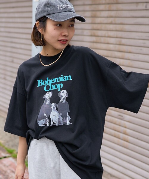 PUBLUX（パブリュクス）の「Bohemian Chop/ボヘミアンチョップ ダルメシアン プリントTシャツ　限定展開（Tシャツ/カットソー・レディース・ピンク/オフホワイト/ブラック・S/M/L）」の6枚目の写真
