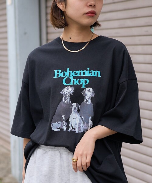 PUBLUX（パブリュクス）の「Bohemian Chop/ボヘミアンチョップ ダルメシアン プリントTシャツ　限定展開（Tシャツ/カットソー・レディース・ピンク/オフホワイト/ブラック・S/M/L）」の12枚目の写真