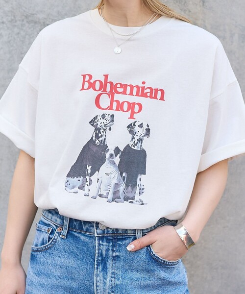 PUBLUX（パブリュクス）の「Bohemian Chop/ボヘミアンチョップ ダルメシアン プリントTシャツ　限定展開（Tシャツ/カットソー・レディース・ピンク/オフホワイト/ブラック・S/M/L）」の15枚目の写真