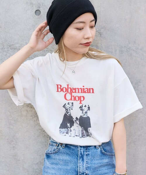 PUBLUX（パブリュクス）の「Bohemian Chop/ボヘミアンチョップ ダルメシアン プリントTシャツ　限定展開（Tシャツ/カットソー・レディース・ピンク/オフホワイト/ブラック・S/M/L）」の16枚目の写真