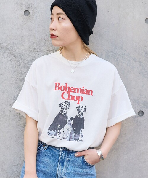 PUBLUX（パブリュクス）の「Bohemian Chop/ボヘミアンチョップ ダルメシアン プリントTシャツ　限定展開（Tシャツ/カットソー・レディース・ピンク/オフホワイト/ブラック・S/M/L）」の17枚目の写真