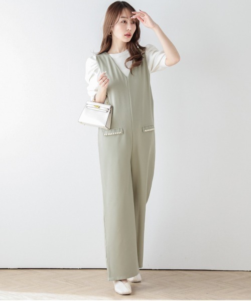 AMELY(エミリー)の「パールポケットサロペット(サロペット/オーバーオール・レディース・ブラック/ベージュ系/ミント/グレイッシュベージュ・L/M)」の21枚目の写真