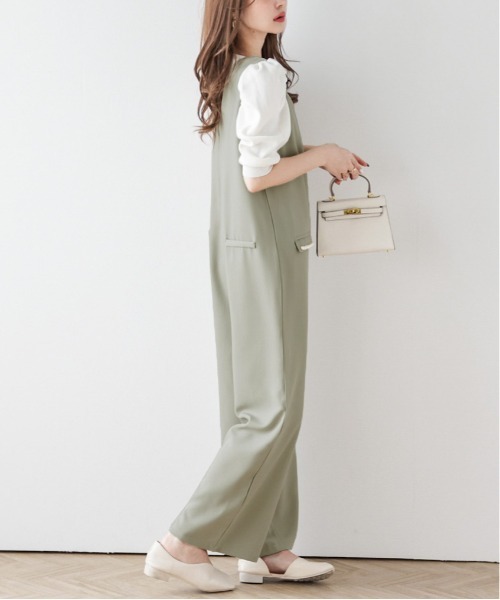 AMELY(エミリー)の「パールポケットサロペット(サロペット/オーバーオール・レディース・ブラック/ベージュ系/ミント/グレイッシュベージュ・L/M)」の19枚目の写真