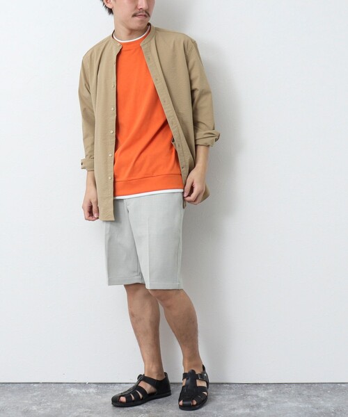 NOLLEY’S（ノーリーズ）の「《ビジカジ対応 / 吸水速乾》フェイクレイヤード Tシャツ（Tシャツ/カットソー・メンズ・グレイッシュベージュ/オリーブ/ホワイト/オレンジ/ネイビー・M/L/S/XL）」の7枚目の写真