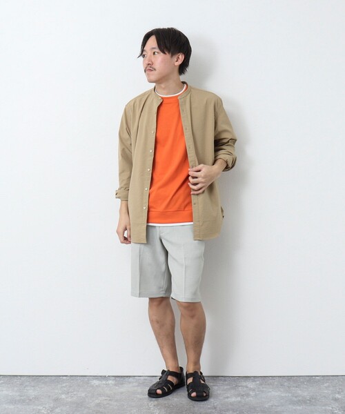 NOLLEY’S（ノーリーズ）の「《ビジカジ対応 / 吸水速乾》フェイクレイヤード Tシャツ（Tシャツ/カットソー・メンズ・グレイッシュベージュ/オリーブ/ホワイト/オレンジ/ネイビー・M/L/S/XL）」の8枚目の写真