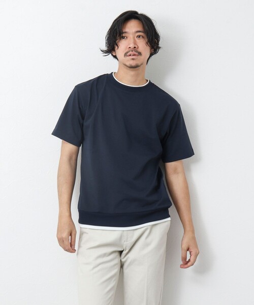 NOLLEY’S（ノーリーズ）の「《ビジカジ対応 / 吸水速乾》フェイクレイヤード Tシャツ（Tシャツ/カットソー・メンズ・グレイッシュベージュ/オリーブ/ホワイト/オレンジ/ネイビー・M/L/S/XL）」の11枚目の写真