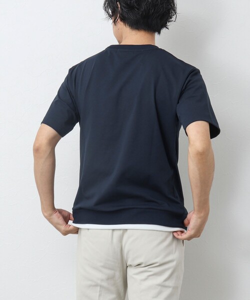 NOLLEY’S（ノーリーズ）の「《ビジカジ対応 / 吸水速乾》フェイクレイヤード Tシャツ（Tシャツ/カットソー・メンズ・グレイッシュベージュ/オリーブ/ホワイト/オレンジ/ネイビー・M/L/S/XL）」の13枚目の写真