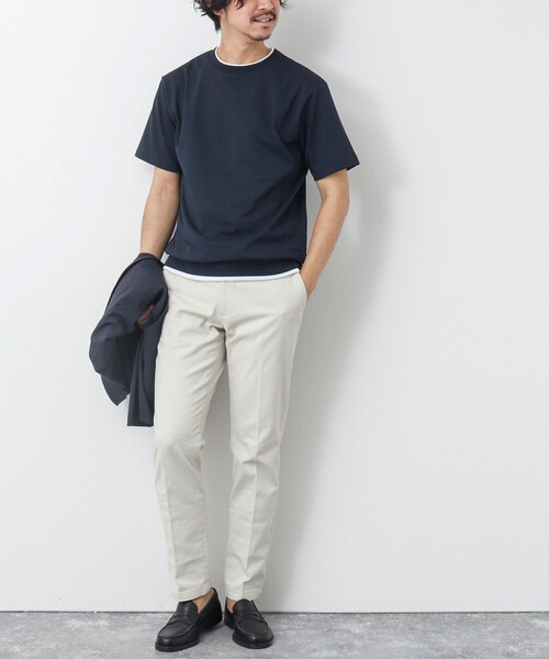 NOLLEY’S（ノーリーズ）の「《ビジカジ対応 / 吸水速乾》フェイクレイヤード Tシャツ（Tシャツ/カットソー・メンズ・グレイッシュベージュ/オリーブ/ホワイト/オレンジ/ネイビー・M/L/S/XL）」の15枚目の写真