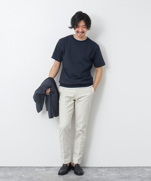 NOLLEY’S（ノーリーズ）の「《ビジカジ対応 / 吸水速乾》フェイクレイヤード Tシャツ（Tシャツ/カットソー・メンズ・グレイッシュベージュ/オリーブ/ホワイト/オレンジ/ネイビー・M/L/S/XL）」の16枚目の写真