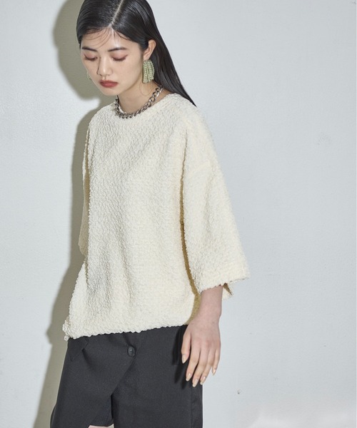 YONFA / フラッシースリットスリーブティー (black)