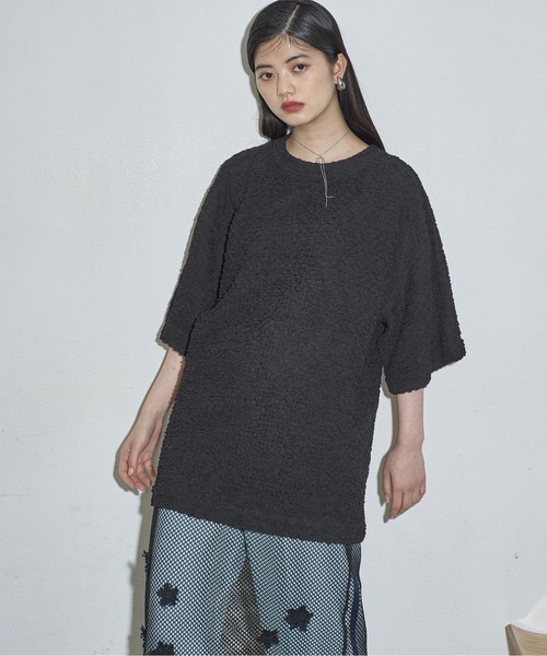 YONFA / フラッシースリットスリーブティー (black)