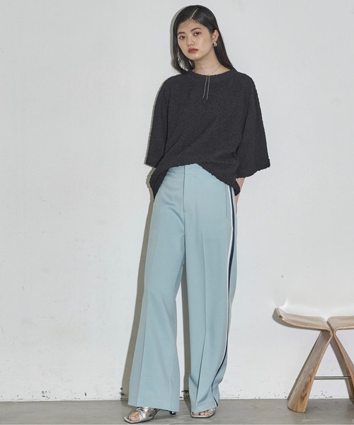 YONFA / フラッシースリットスリーブティー (black)