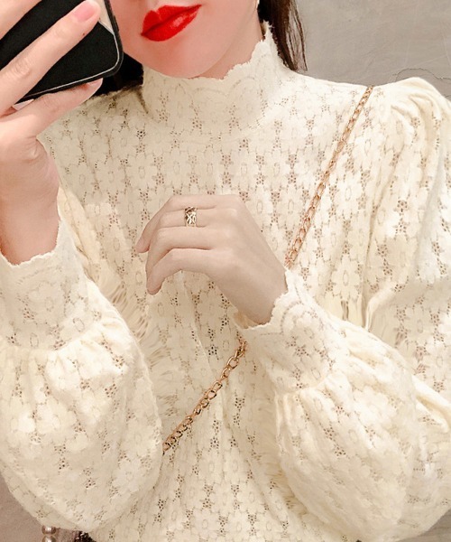 Miniministore（ミニミニストア）の「微起毛 ハイネックレースブラウス 春秋冬（シャツ/ブラウス・レディース・ホワイト/アイボリー・L/M）」の20枚目の写真