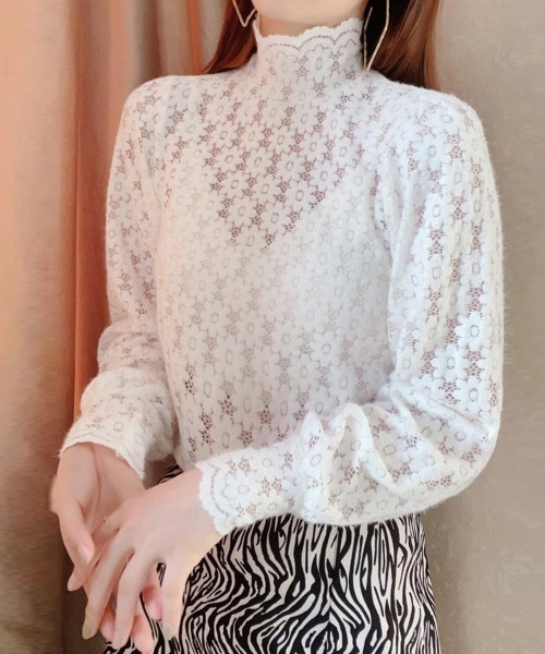 Miniministore（ミニミニストア）の「微起毛 ハイネックレースブラウス 春秋冬（シャツ/ブラウス・レディース・ホワイト/アイボリー・L/M）」の19枚目の写真