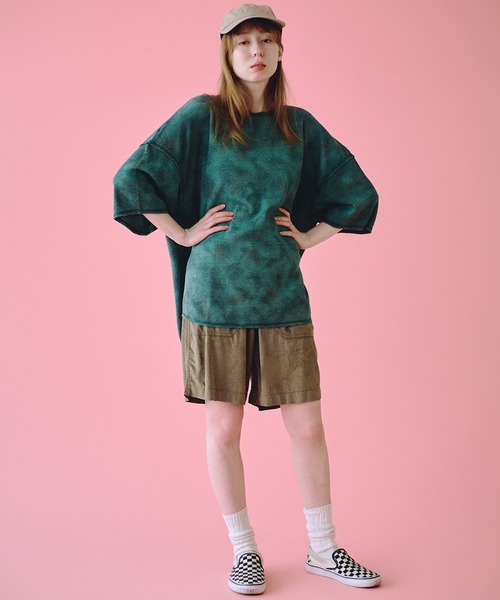 Universal Style Wear(ユニバーサルスタイルウェア)の「Universal Style Wear ムラ染 カットオフ ワッフル Tee(Tシャツ/カットソー・メンズ・ピンク/グリーン/オフホワイト/サックスブルー・X-LARGE/LARGE/MEDIUM)」の13枚目の写真