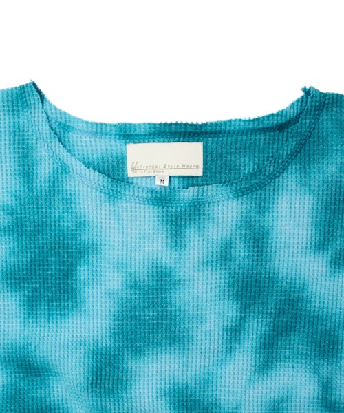 Universal Style Wear(ユニバーサルスタイルウェア)の「Universal Style Wear ムラ染 カットオフ ワッフル Tee(Tシャツ/カットソー・メンズ・ピンク/グリーン/オフホワイト/サックスブルー・X-LARGE/LARGE/MEDIUM)」の7枚目の写真