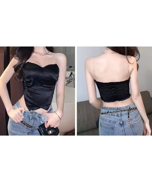Lace Ladies（レースレディース）の「ハートネック バック シャーリング カップイン キャミソール（キャミソール・レディース・ブラック/ブラウン/ホワイト・FREE）」の8枚目の写真