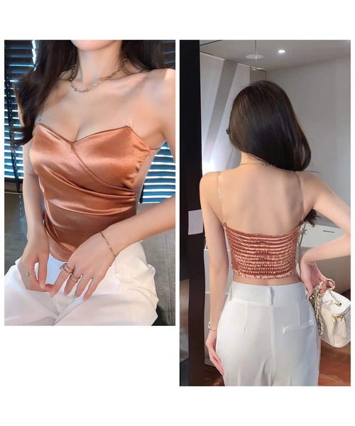 Lace Ladies（レースレディース）の「ハートネック バック シャーリング カップイン キャミソール（キャミソール・レディース・ブラック/ブラウン/ホワイト・FREE）」の13枚目の写真