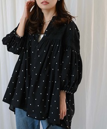 ＆HALF（アンドハーフ）の「ピンタックフレアブラウス/チュニック（インド綿.インドコットン.コットン100%,綿100%）（シャツ/ブラウス）」