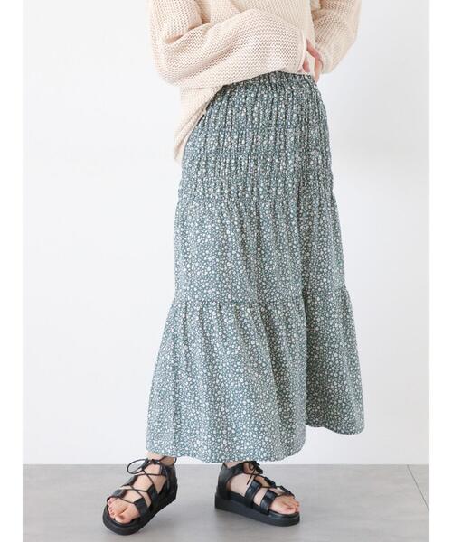 ehka sopo（エヘカソポ）の「シャーリングスカート（スカート・レディース・グリーン/ブラック/チャコールグレー・F）」の3枚目の写真