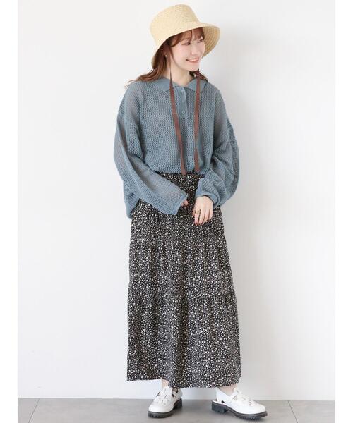 ehka sopo（エヘカソポ）の「シャーリングスカート（スカート・レディース・グリーン/ブラック/チャコールグレー・F）」の5枚目の写真