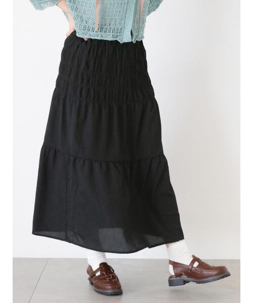 ehka sopo（エヘカソポ）の「シャーリングスカート（スカート・レディース・グリーン/ブラック/チャコールグレー・F）」の7枚目の写真