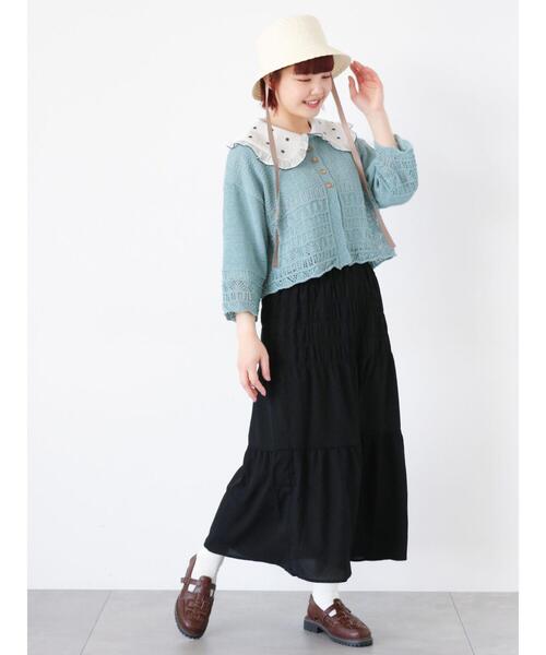 ehka sopo（エヘカソポ）の「シャーリングスカート（スカート・レディース・グリーン/ブラック/チャコールグレー・F）」の8枚目の写真