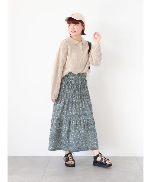 ehka sopo（エヘカソポ）の「シャーリングスカート（スカート・レディース・グリーン/ブラック/チャコールグレー・F）」の11枚目の写真