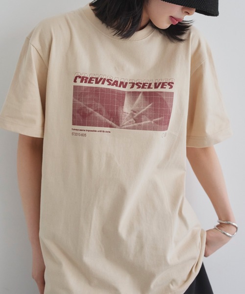 LIAN(リアン)の「ロゴプリントcrevisT(Tシャツ/カットソー・レディース・グレー/ベージュ/ネイビー/ピンク/ホワイト・0/1/2)」の7枚目の写真