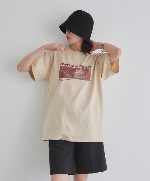 LIAN(リアン)の「ロゴプリントcrevisT(Tシャツ/カットソー・レディース・グレー/ベージュ/ネイビー/ピンク/ホワイト・0/1/2)」の8枚目の写真